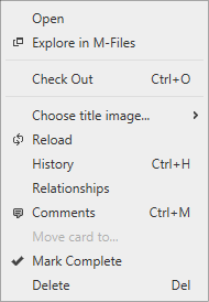 Kanban card context menu for assignments