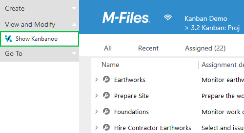 Screenshot with Show Kanbanoo button highlighted